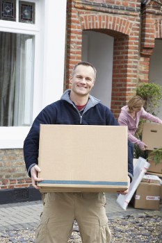 Professional removals truck in Finsbury Park street