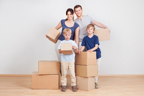 Packed moving boxes prepared for a Finsbury Park relocation