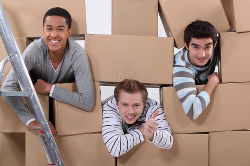 Student removals in Finsbury Park with boxes and a moving van