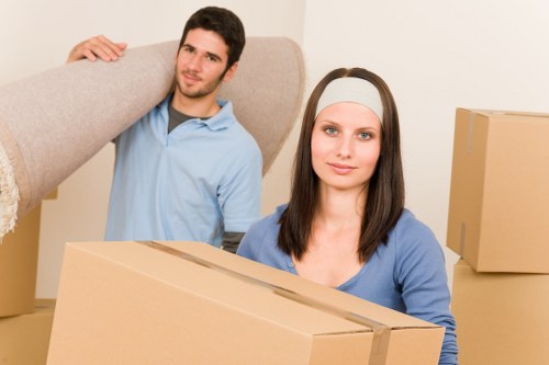 Commercial movers handling desks and equipment during an office move in Finsbury Park