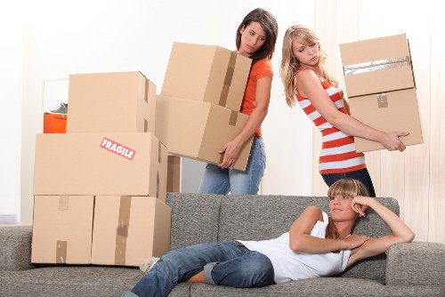 Careful loading of furniture into a removal vehicle